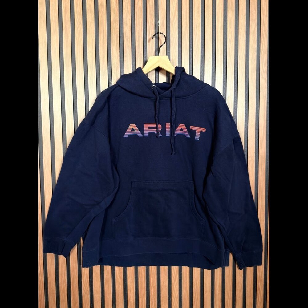 Ariat Hoodie 2XL Mens Blue Navy Pullover Fleece Pockets XXL